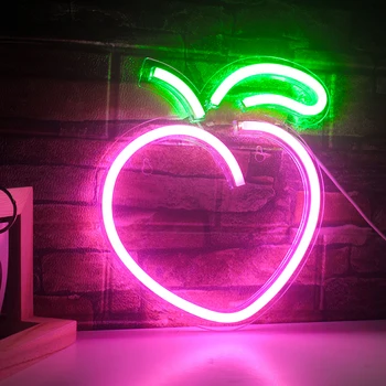 Ineolife Personalizate Pepene verde Fructe de Piersici Cireșe Semn de Neon LED Agățat de Artă Restaurant Magazin de Partid Cameră de Decorare Perete Cadou Ligh