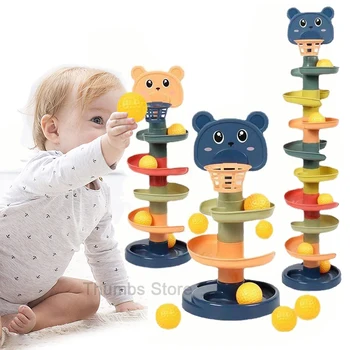 Jucarii Pentru Copii De Rulare Mingea Turn Gramada De Învățământ Devreme Jucărie De Învățare Copilul De Rotație A Urmări Stivuire Montessori Jucărie Cadouri Pentru Copii