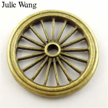 Julie Wang 2-10BUC Transportul Roata Farmece Aliaj Bronz Antic Rotund Cerc Pandantiv Bijuterii Accesorii Handmade, Decor Acasă
