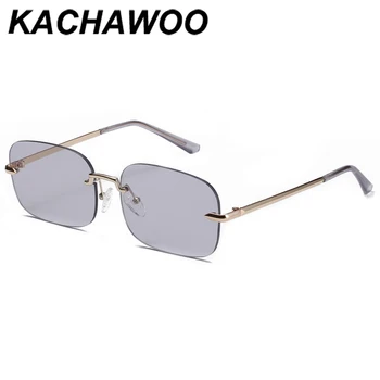 Kachawoo pătrat femeie ochelari fără ramă verde culoare lumină de aur retro ochelari de soare dreptunghiulară om uv400 metal 2021 cadou de anul nou