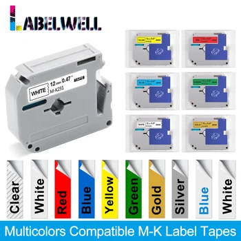 Labelwell MK231 12mm Eticheta Banda Compatibil pentru Brother M-K231 MK 231 MK-231 Negru pe Alb Model de Panglica pentru P-touch Imprimanta