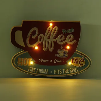 LED Lumini Decorative Retro Fier de Cafea Stil de Metal Decoratiuni de Perete Practic Durabil Publicitate Semn Luminos pentru Camera de zi