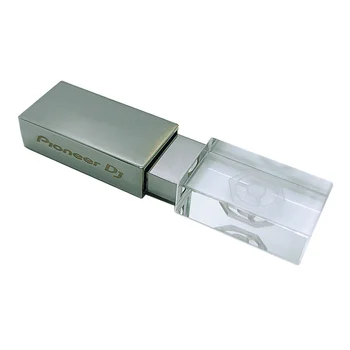 Logo-ul personalizat pioneer DJ Cristal de Argint USB3.0 de Mare viteză Pen drive(Implicit LED roșu）