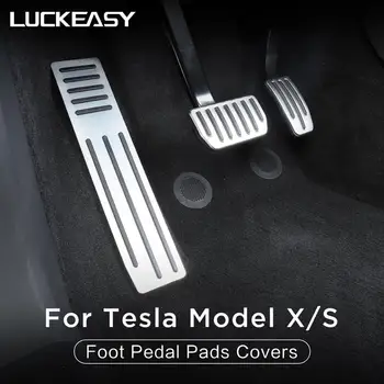 LUCKEASY Accesorii Auto Interior Modificare Pentru Tesla Model X, Tesla Model S din Oțel Inoxidabil, PVC Pedala de Tampoane Acoperă