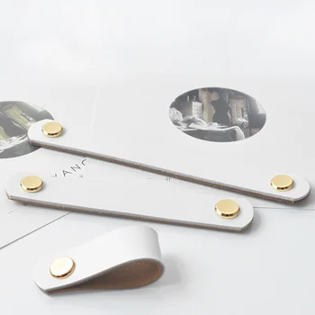 Lumina de lux Milano Mobilier mâner din piele cabinet pantofi cabinet dulap ușă sertar mâner din piele gri alb de sus strat de real