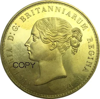Marea Britanie Monede de 5 Lire sterline 1839 Victoria Una și Leul Simplă Monedă de Aur din Alamă Copia Monede