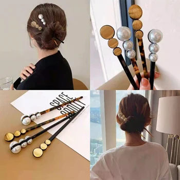 Metal Ac de păr franceză Perla Fibre Acetat de Băț de Păr Marmură Model de Placa de Păr Dispozitiv de Frumusete pentru Femei Accesorii de Par, articole pentru acoperirea capului