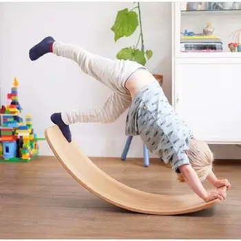 Montessori pentru Copii Integrare Senzorială Formare de Lemn Balance Board Curbat Balansoar Yoga de Fitness, Echipamente de Sport pentru Copii Jucarii