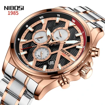 NIBOSI Noua Moda Mens Ceasuri de Top de Brand de Lux Militare Cuarț Ceas din Oțel Complet Sport Impermeabil Ceas Cronograf pentru Barbati