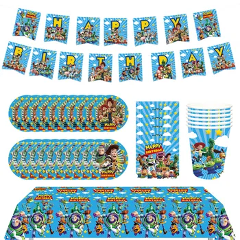 Noi Disney Toy Story Birthday Party, Decoratiuni De Unică Folosință, Tacâmuri Cana Farfurie De Hârtie Banner Sling Balon Copil De Dus Copilul Baiat Cadou