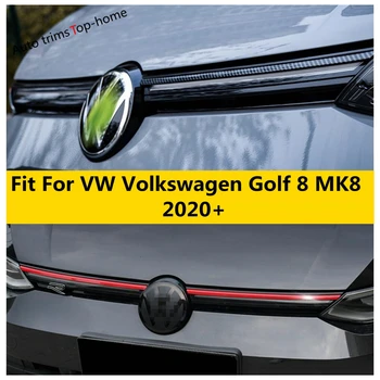 Pentru VW Volkswagen Golf 8 MK8 2020 - 2022 Fata Capota Grila Mijloc Plasă de Acoperire Benzi Tapiterie din Fibra de Carbon / Red Accesorii Exterioare