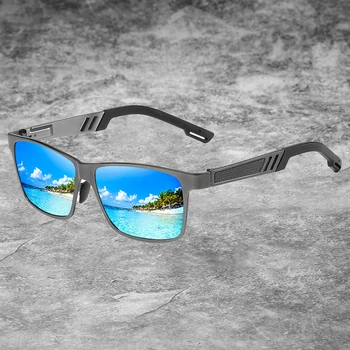 Pătrat de Metal ochelari de Soare pentru Om Polarizate Rece UV400 Drivng Nuante de Lux, Cadru din Aliaj de Calitate Ochelari de Soare, Cu acces Gratuit la Cutie