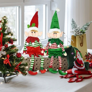 Rosu Verde De Crăciun De Pluș Picior Lung Papusa Elf Băieți Fete Jucării De Crăciun Decorare Pom De Anul Nou Navidad Cadouri La Domiciliu Shopwindow Ornament