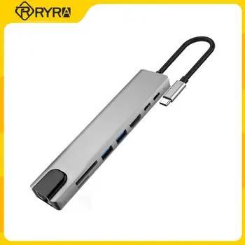 RYRA 8 în 1 C HUB USB Tip C la HDMI compatibil cu USB 3.0 Adaptor Multifuncțional Stație de Andocare pentru MacBook Air M1 M2 USB Splitte
