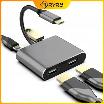 RYRA Docking Station 2 Compatibil USB Tip-C Hub Monitor Dual Laptop cu HDMI compatibil PD USB MST Adaptor pentru Macbook Samsung