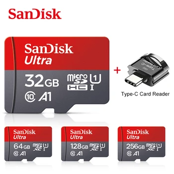 SanDisk 64GB UHS-I A1 Card de 128GB Clasa 10 Microsd 32GB SD Card de 120MB/s-Card de Memorie + Adaptor + de Tip C, cititor de Carduri