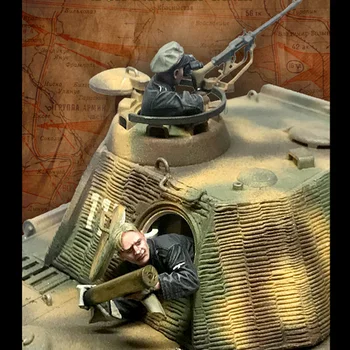 Scara 1/35 Turnat Rasina Soldat Figura Kit de al doilea RĂZBOI mondial Tancului Panther Soldat 2 Persoane Neasamblate Unpainte Micro Aspectul Scena Diy Jucărie