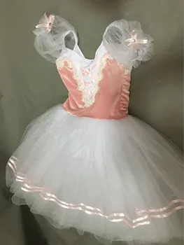 Scurt Puff Maneca Giselle Balet Costume Copii Copil Adult Lungi De Balerină Femei Rochie De Balet Tutu Fete De Performanță Dans Uzura