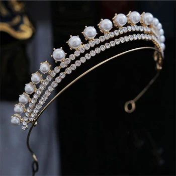 Simplu Moda Stras Perlele Coroanei Bentita Superba Diademe și Coroane de Nunta Ornamente Par Mireasa Bijuterii Accesorii