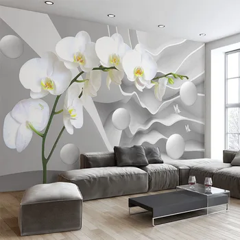 Spațiale Extensia de Personalitate Tapet 3D Stereo Relief Fluture Orhidee Mingea Murală Living Restaurant Modern Decor Simplu