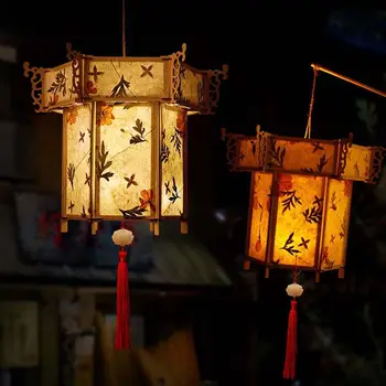Stil chinezesc Manual Felinare din Lemn, Hârtie Felinar Agățat de Iluminat Lampa DIY Pachet de Materiale Decoratiuni Festival