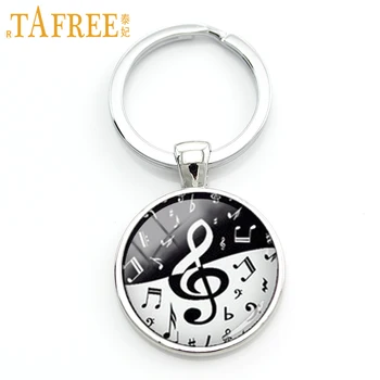 TAFREE Elegant clef înalte val cheie lanț creative yin yang alb negru note muzicale breloc muzician fanii muzicii bijuterii KC610