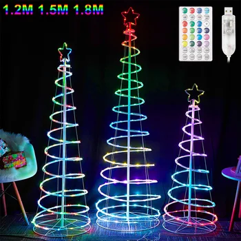 Telecomanda Timer LED Spirală Pom de Crăciun Lumini de Stele Joben Pliabil Artificiale Bradul de Crăciun Petrecere în aer liber, Decor de Vacanță Lampa