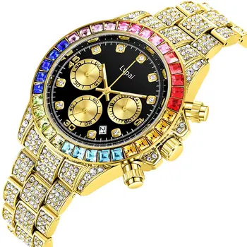 Top Brand De Lux Ceas Pentru Bărbați Diamond Mens Ceasuri De Aur De Argint De Apelare Mare Om Ceas Sport De Afaceri De Sex Masculin Ceas Nou Reloj