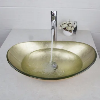 Torayvino chiuveta Robinet Set Alama Crom Auriu Ovale de Sticlă Toaletă Vas de Vanitate Pia banheiro com gabinete Mixer setat