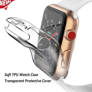 TPU moale capacul pentru Apple watch band 44MM 40MM 38mm 42mm brățară brățară pentru IWatch Serie SE 6 5 4 3 ecran complet protector caz