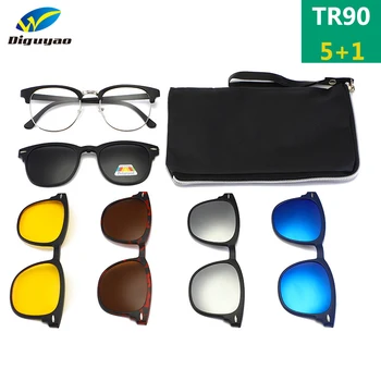 TR90 Clip Pe bărbați ochelari de Soare clip Magnetic ochelari de Soare femei Magnet Clip Optice baza de Prescriptie medicala ochelari Miopie Cadru cu 5 lentile