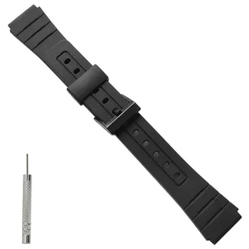 Uita-te la Banda Curea de schimb Pentru Casio F84 F91 F-91W F105 18mm Negru Rășină din Plastic Încheietura mâinii Watchstrap cu Cataramă de Pin
