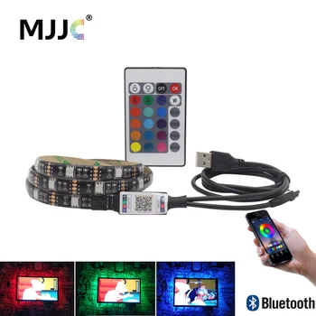 USB Bandă LED 5050 SMD Bluetooth rezistent la apa Părtinire Iluminat 5V Tira LED RGB Bandă Panglică TV de Fundal de la Distanță Luminile de Benzi