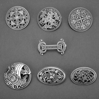 Viking Pin Brose Vintage Insignă Pin Nordic Viking Medieval Mantie Pin Brelocuri Mantie Eșarfe Brosa Rotunda/Ovala San ace