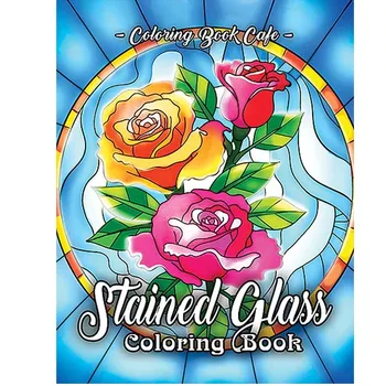 Vitralii Carte de Colorat: Un Adult Carte de Colorat Cu Vitralii Frumoase Modele de Flori pentru Relaxare-25 pagini