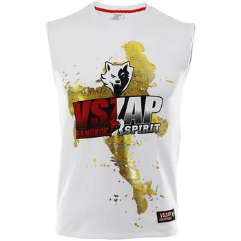 VSZAP Alb fără Mâneci Sanda Boxen MMA Tricou Sport Tricou Kampf Kick Box de Formare de Fitness Muay Thai T-shirt pentru Barbati