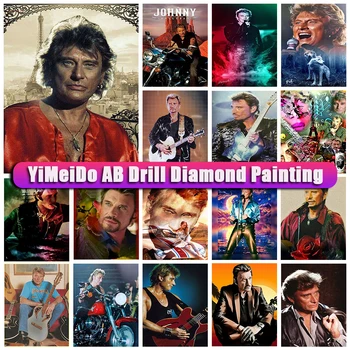 YiMeido AB Diamant Pictura Johnny Hallyday Complet Piața Diamant Rotund Broderie Portret Cusatura Cruce Mozaic Set Decor Acasă