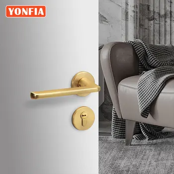 YONFIA A8142R01 Nou Designer de Aluminiu Maneta Mânerului Portierei Stabilit Toaletă, Baie Usa de Blocare Mâner de Aur Pentru Ușa Hardware DIY