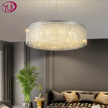 YOULAIKE Moderne Candelabru de Cristal Pentru Camera de zi Crom/Auriu Rotund Atârnă lampa Home Decor Dormitor Cristal Lampă cu LED-uri