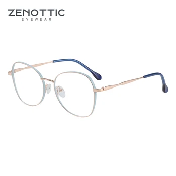 ZENOTTIC Metal-Acetat de Ochelari Rame Femei Bărbați Obiectiv Cadru Rotund Optice Miopie Ochelari de vedere Ochelari Rame